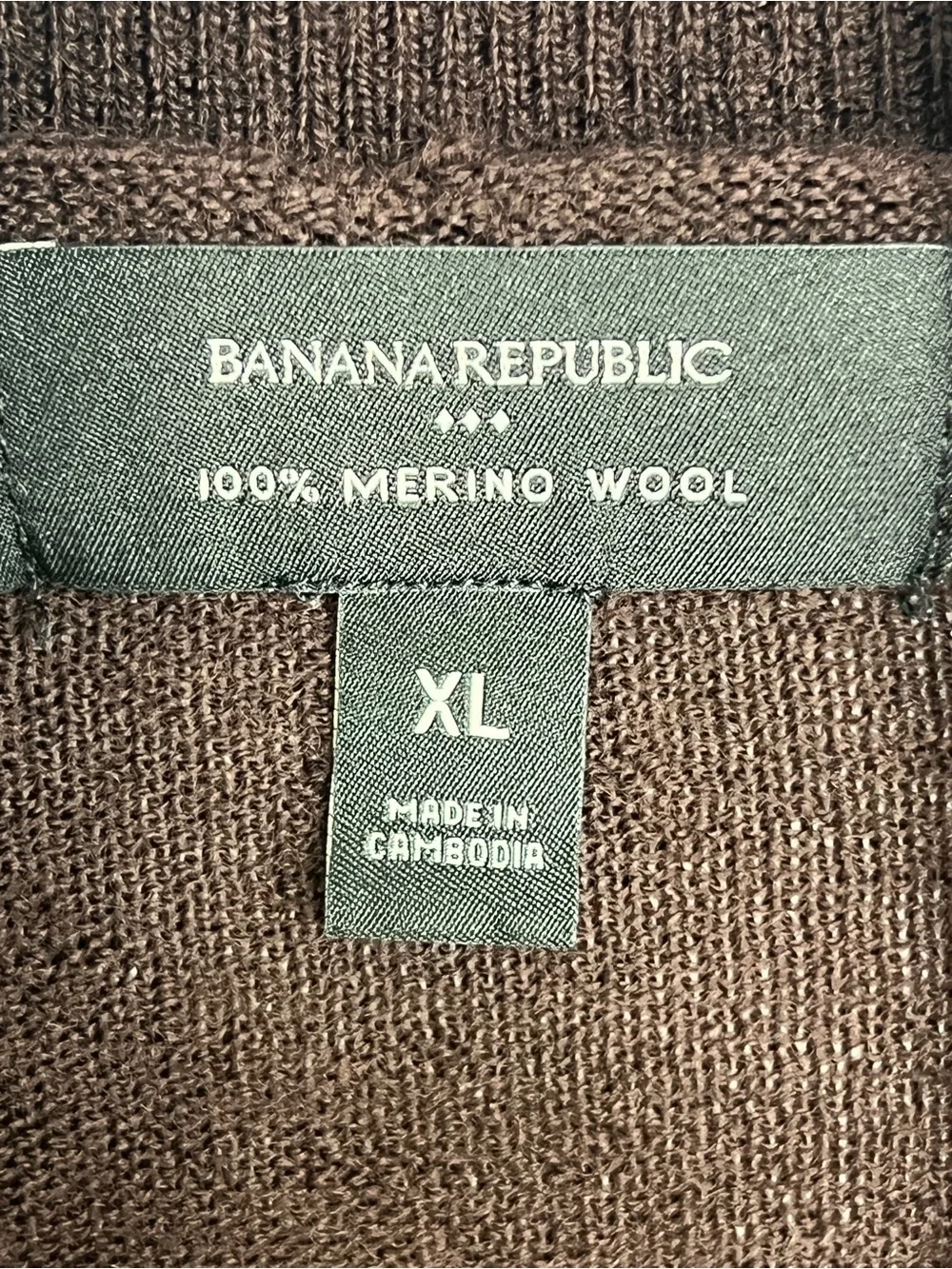 Banana Republic Sweater Mens XL Brown 100% Merino Wool Turtleneck Knit Pullover
